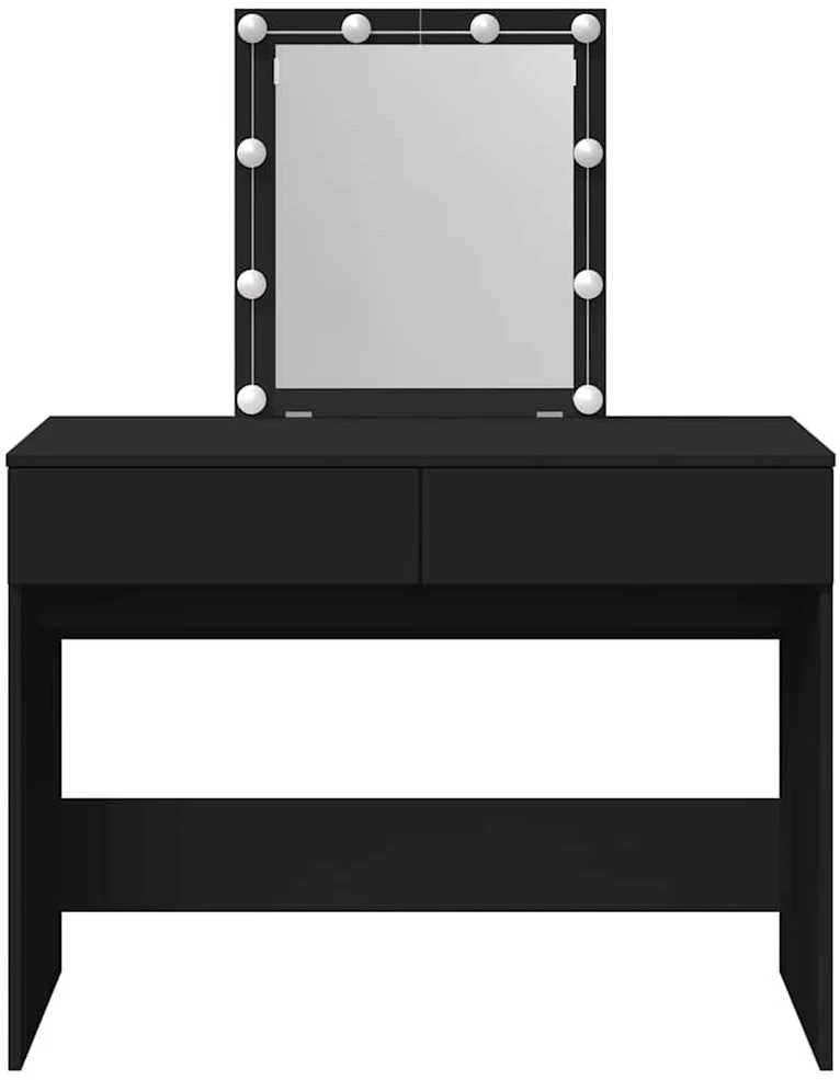 Kosmetinis staliukas su LED, juodos spalvos, 100x40x130cm