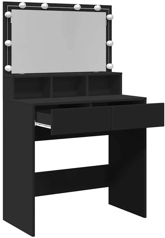 Kosmetinis staliukas su LED, juodos spalvos, 80x41x134,5cm