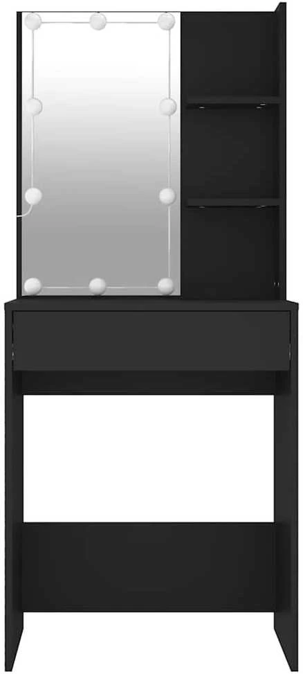 Kosmetinis staliukas su LED, juodos spalvos, 60x40x140cm