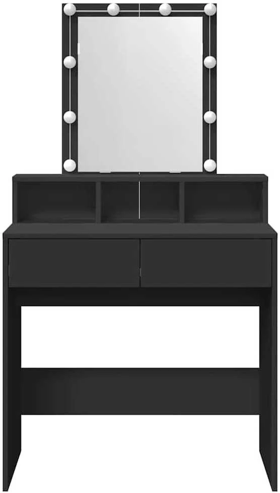 Kosmetinis staliukas su LED, juodos spalvos, 80x41x144,5cm