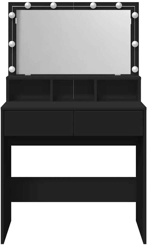 Kosmetinis staliukas su LED, juodos spalvos, 80x41x134,5cm