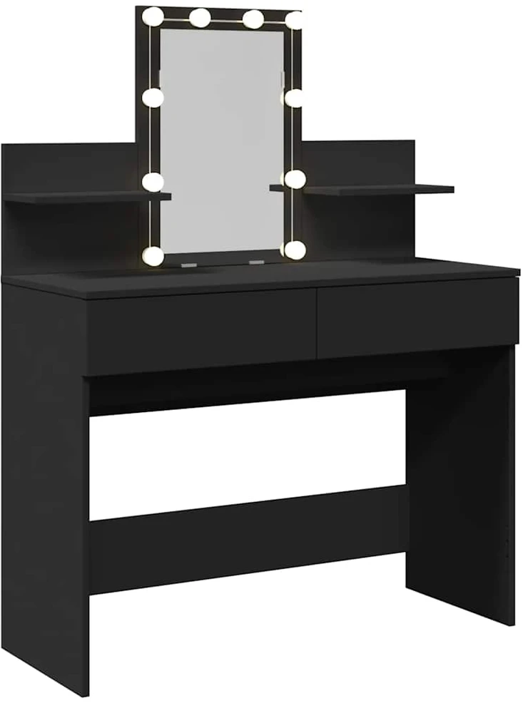 Kosmetinis staliukas su LED, juodos spalvos, 100x40x130cm