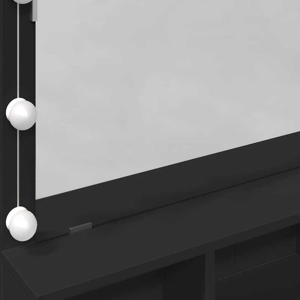 Kosmetinis staliukas su LED, juodos spalvos, 80x41x134,5cm