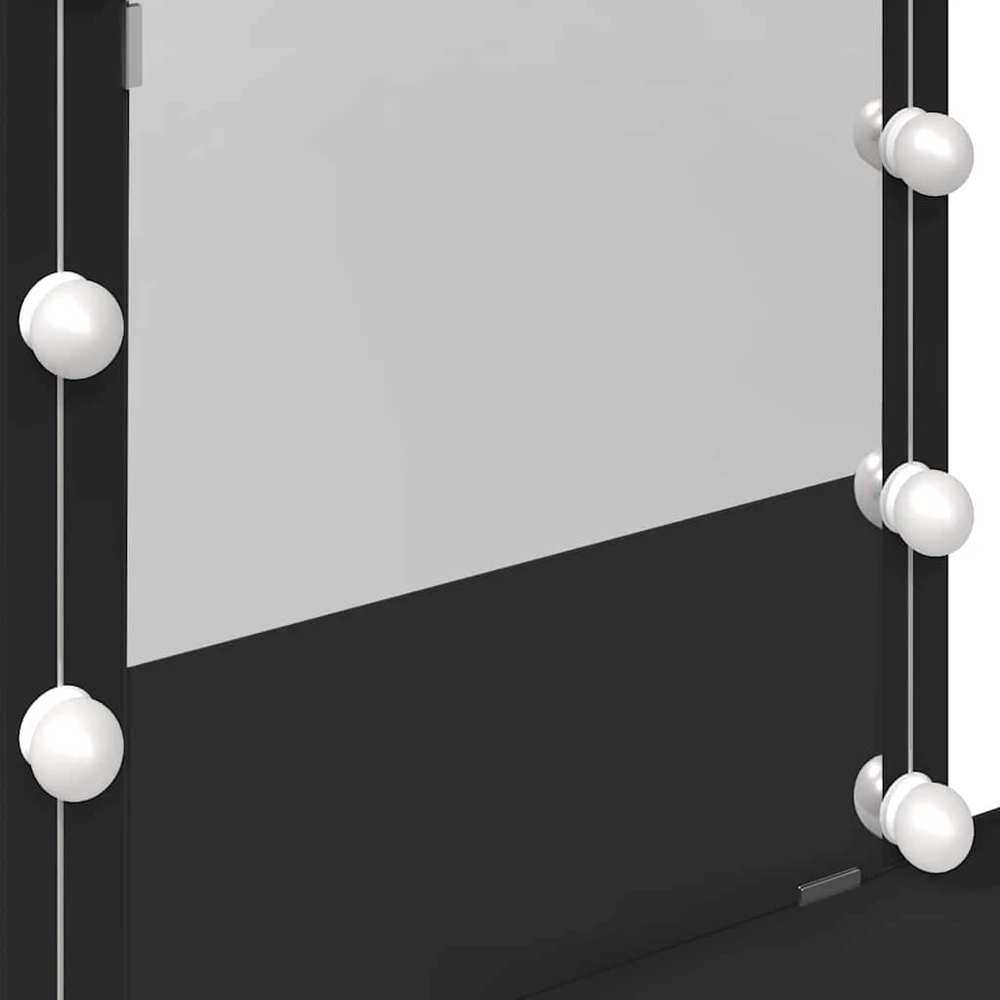 Kosmetinis staliukas su LED, juodos spalvos, 100x40x130cm