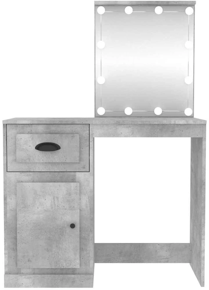 Kosmetinis staliukas su LED, pilkas, 90x50x132,5cm, mediena