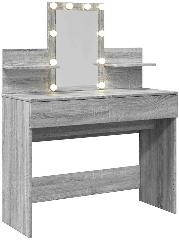 Kosmetinis staliukas su LED, pilkas ąžuolo, 100x40x130cm