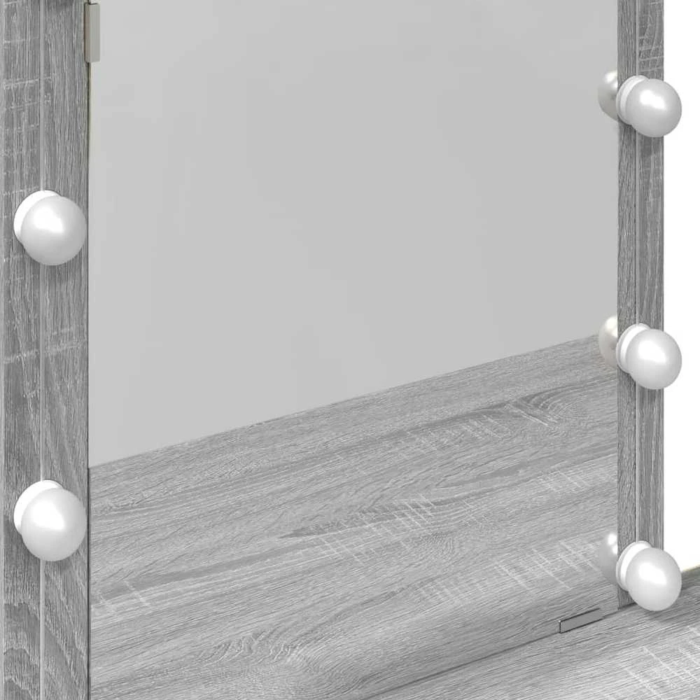 Kosmetinis staliukas su LED, pilkas ąžuolo, 100x40x130cm