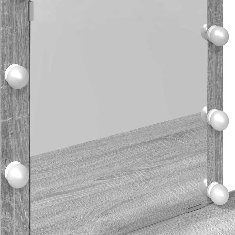 Kosmetinis staliukas su LED, pilkas ąžuolo, 100x40x130cm