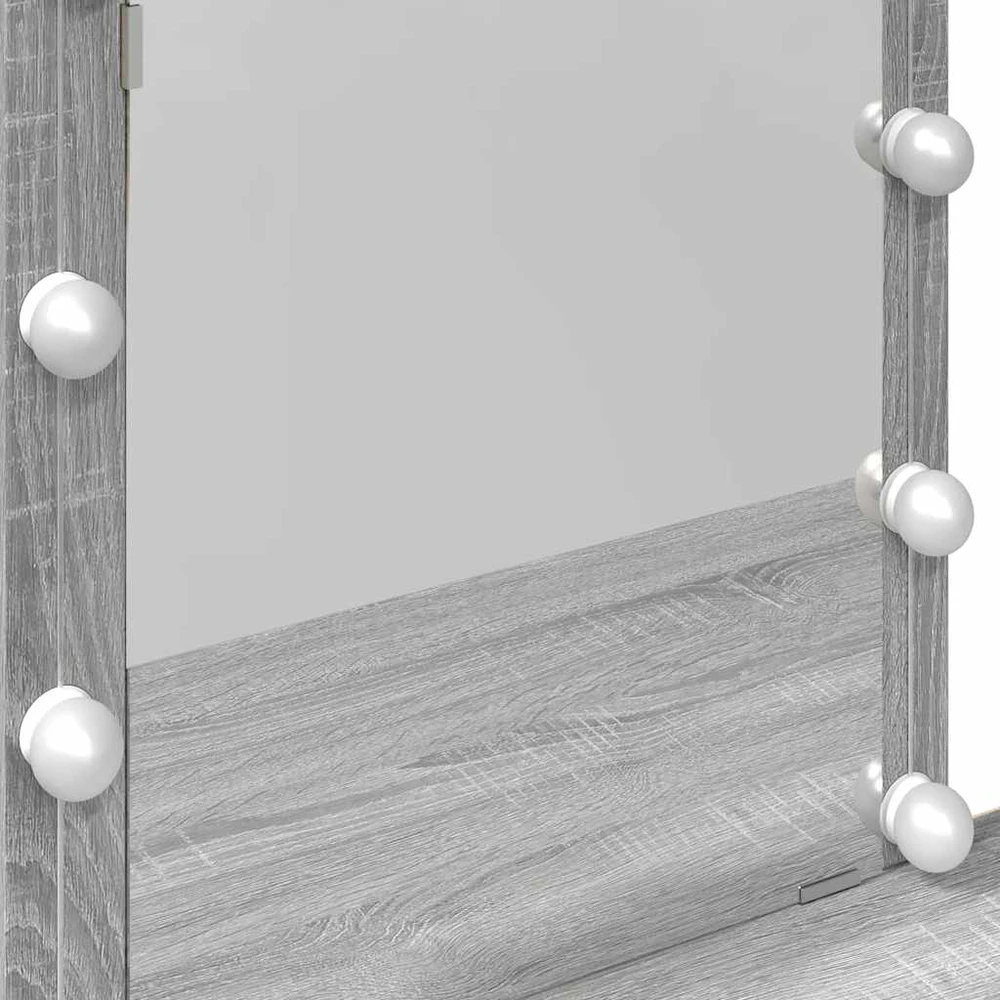 Kosmetinis staliukas su LED, pilkas ąžuolo, 100x40x130cm