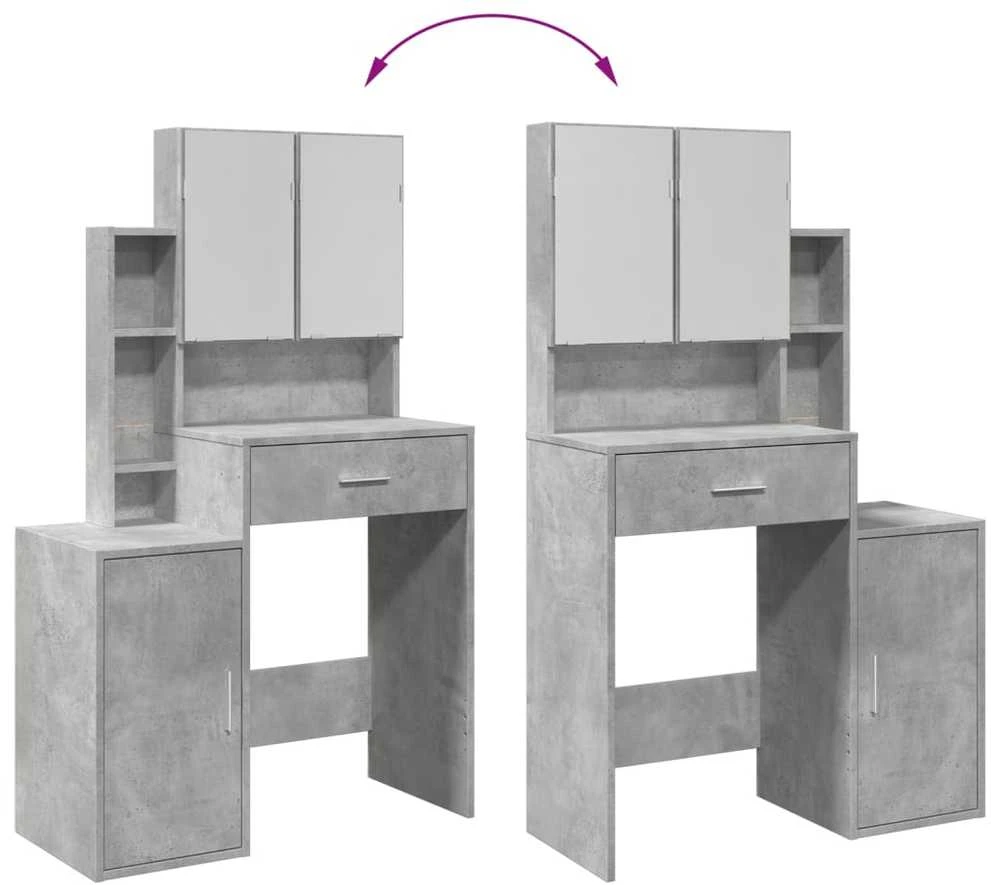Kosmetinis staliukas su spintele, betono pilkas, 80x35x132cm