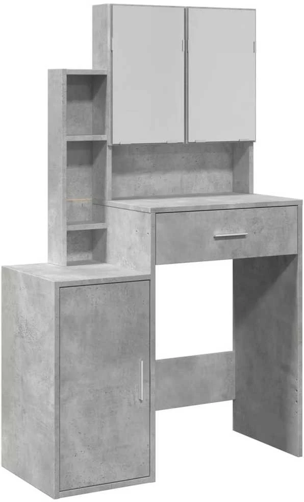 Kosmetinis staliukas su spintele, betono pilkas, 80x35x132cm