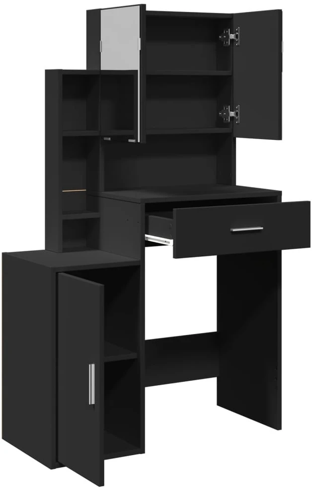 Kosmetinis staliukas su spintele, juodos spalvos, 80x35x132cm