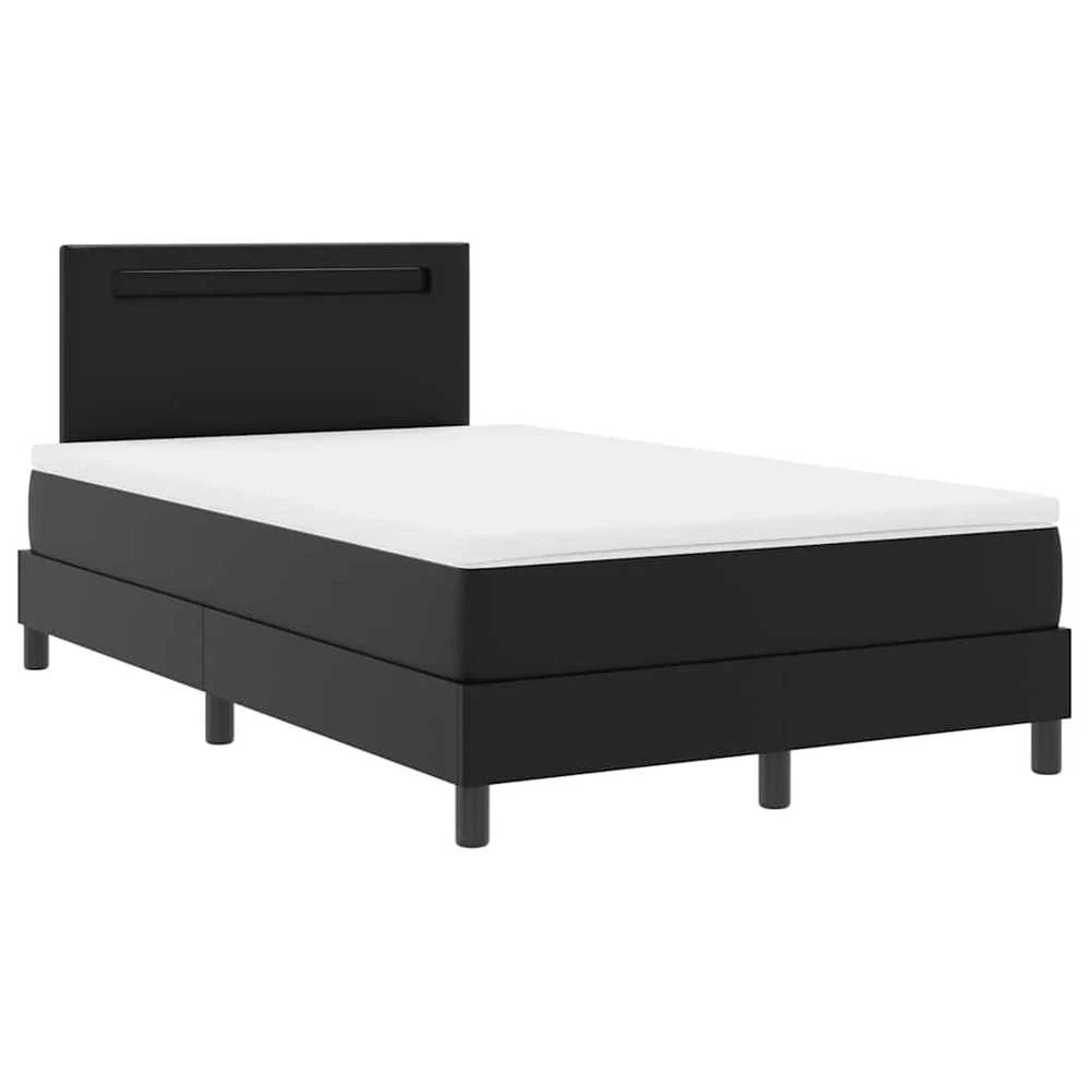 Kiemas lova su LED juostelėmis Juoda 120 x 190 cm Dirbtinė oda