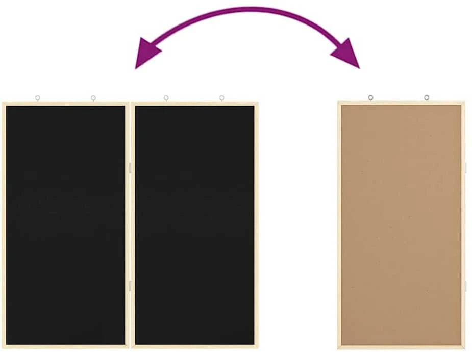 Pranešimų lenta 80 x 80 x 1.4 cm Pušies masyvas Juoda