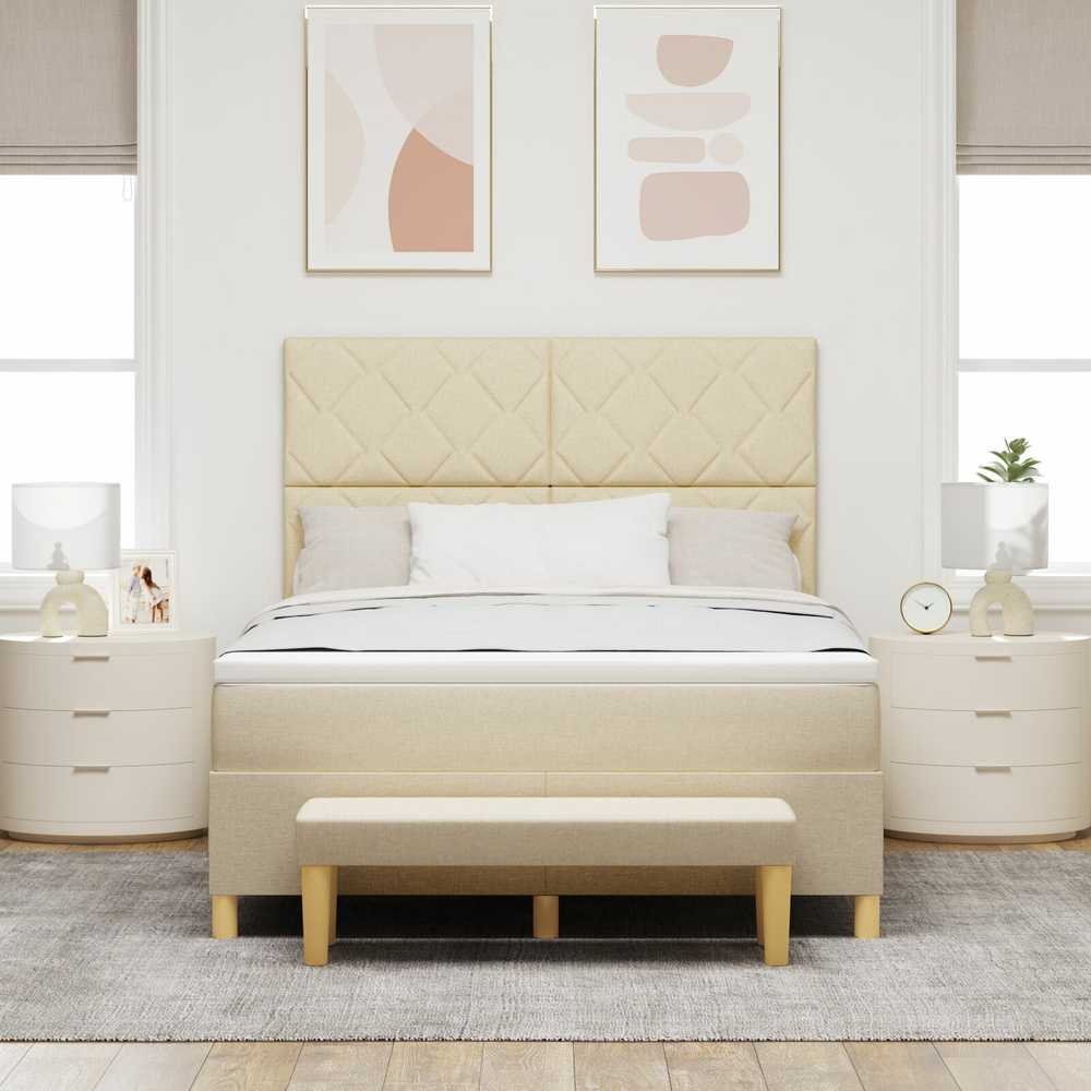 Kiemas lova su pagalve Kreminė 200 x 160 cm audinys