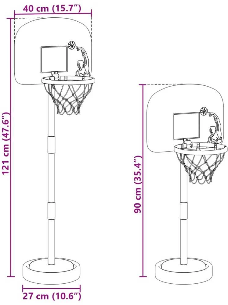Krepšinio stovas su kamuoliu/pompa, 90/121cm