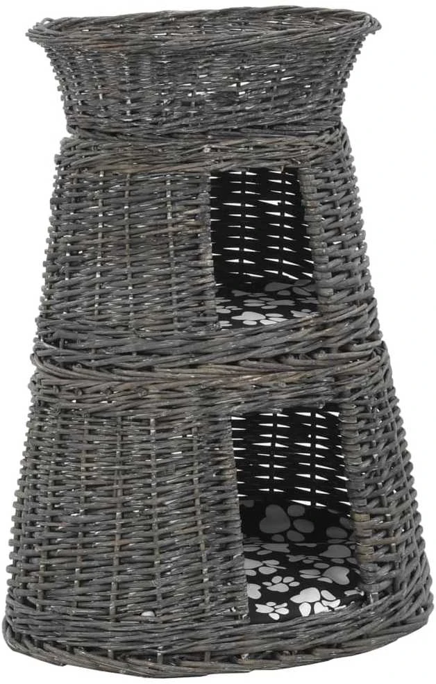 Krepšių katėms rinkinys, 3 dalių, pilkas, 47x34x60cm, gluosnis