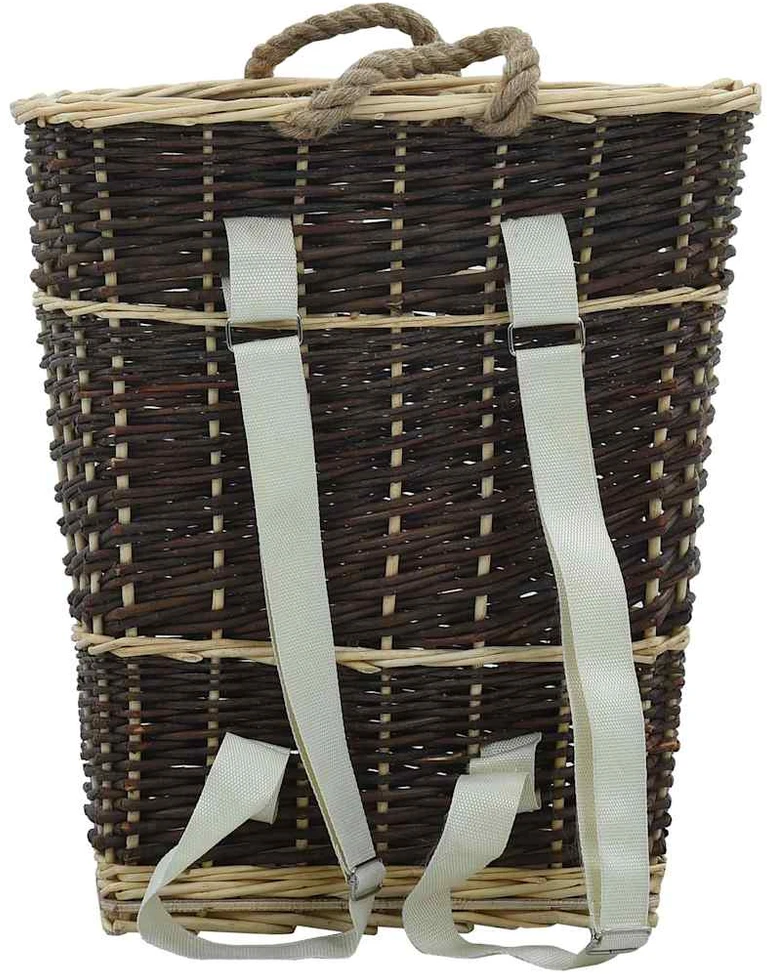 Krepšys malkoms su diržais, 44,5x37x50cm, natūralus gluosnis