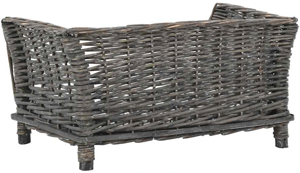 Krepšys šuniui su pagalv., pilkas, 50x33x30, natūralus gluosnis
