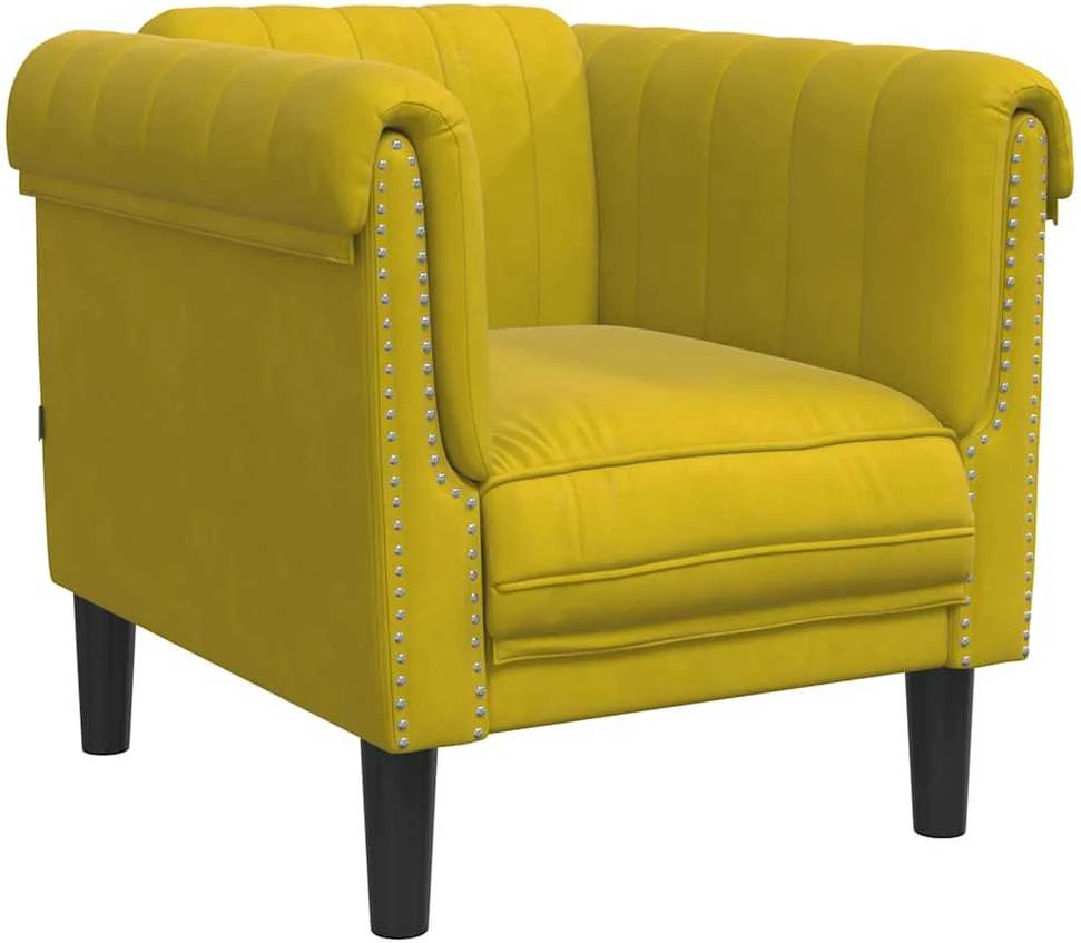 Sofa Krėslas, geltonos spalvos, aksomas