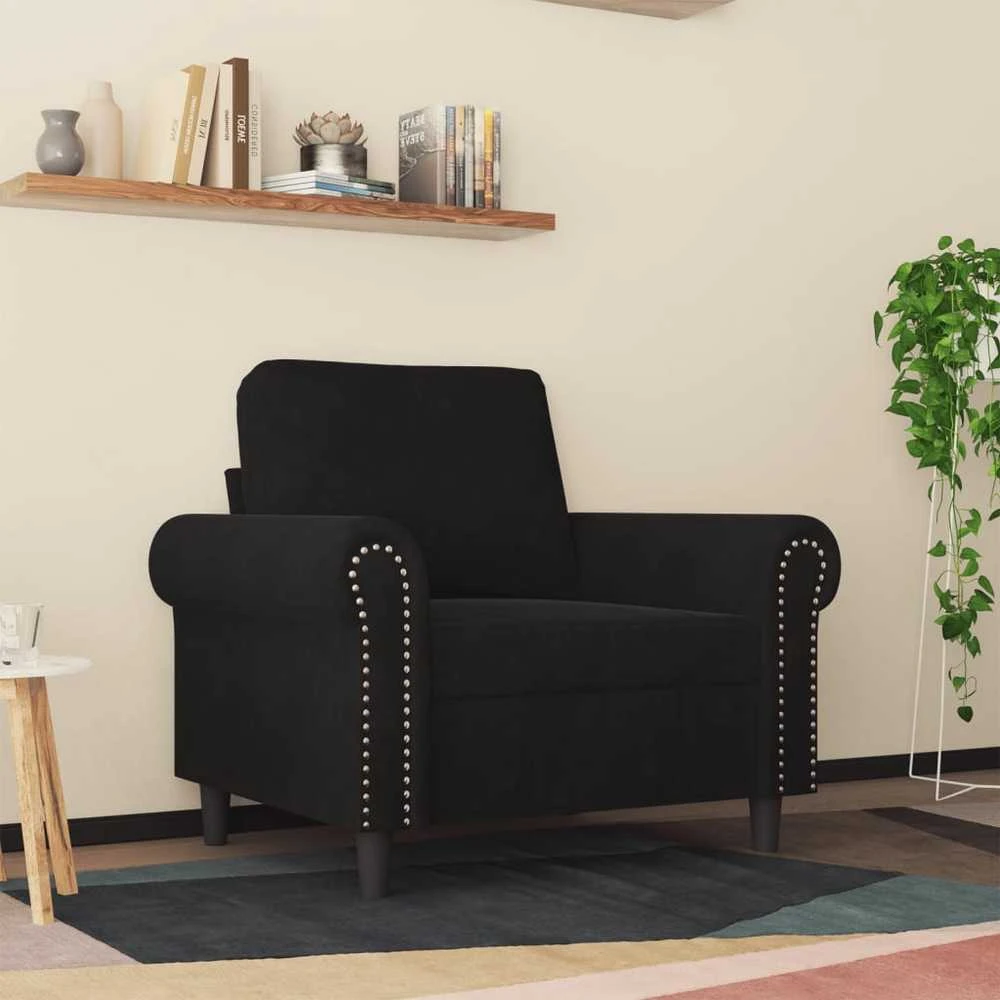 Sofa Krėslas, juodos spalvos, 60cm, aksomas