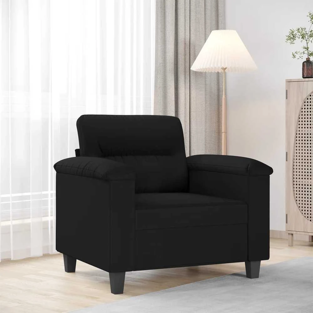 Sofa Krėslas, juodos spalvos, 60cm, mikropluošto audinys