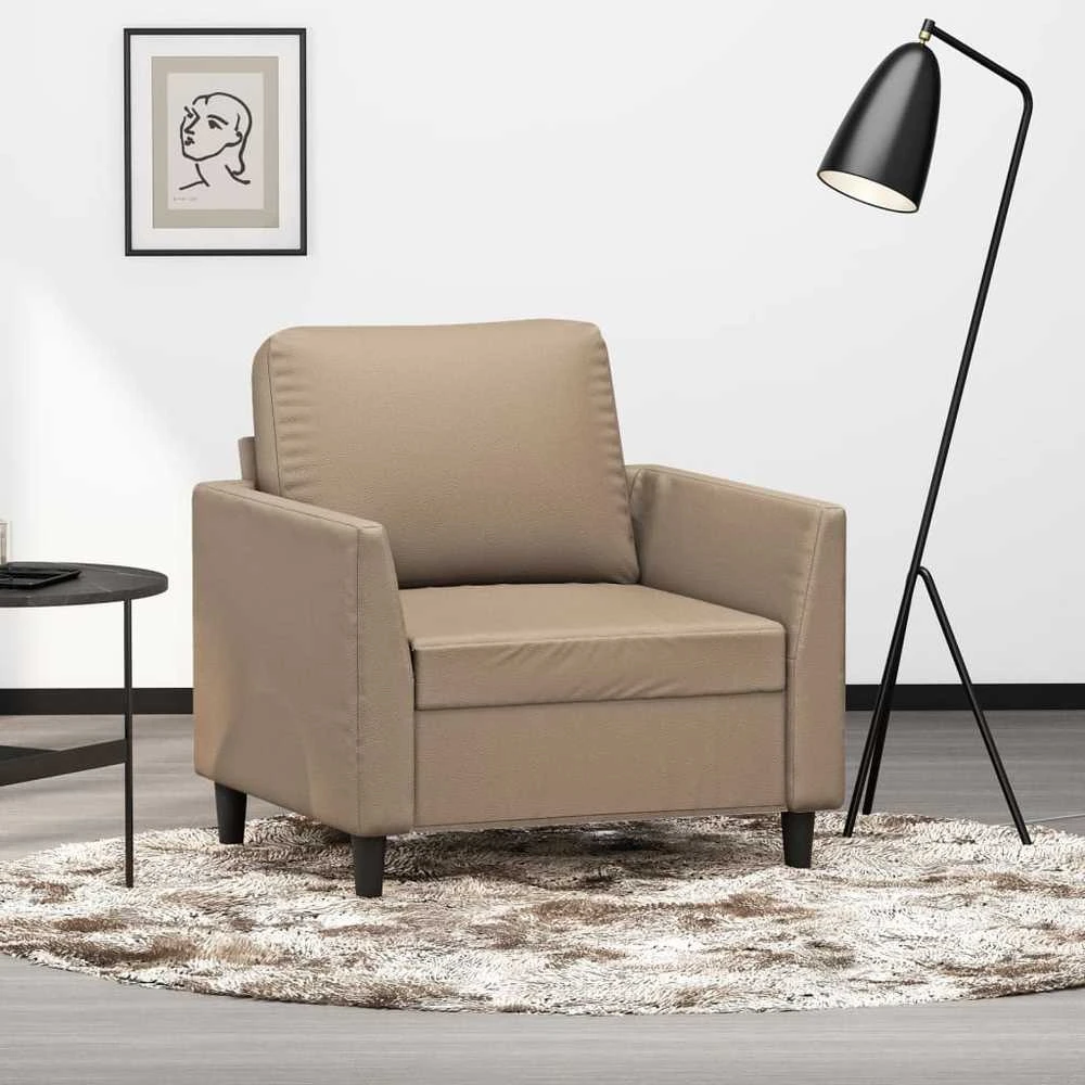 Sofa Krėslas, kapučino spalvos, 60cm, dirbtinė oda