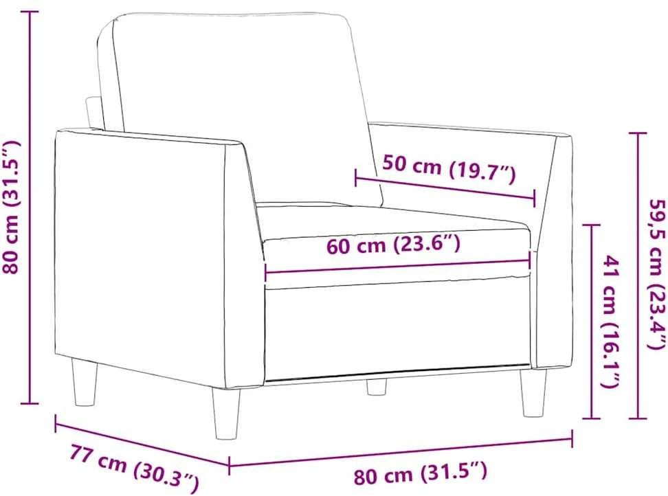 Sofa Krėslas, kapučino spalvos, 60cm, dirbtinė oda