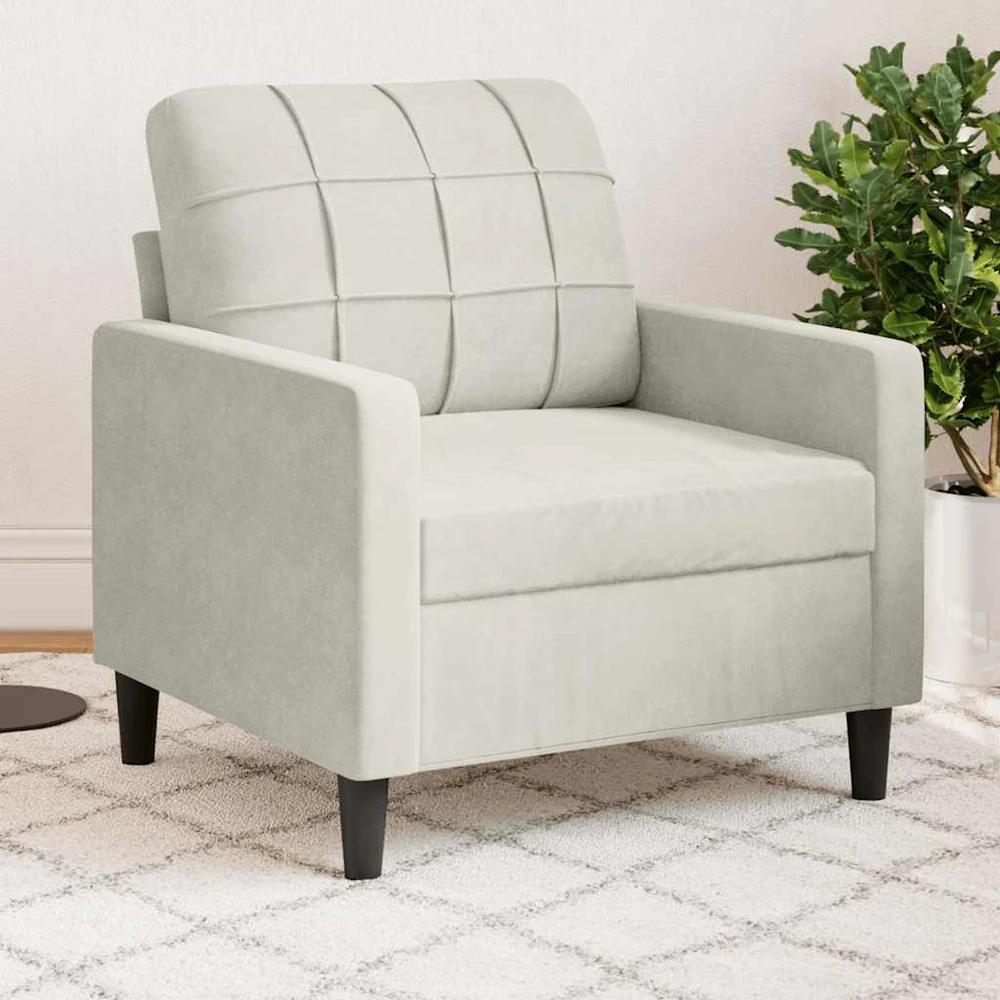 Sofa Krėslas, kreminės spalvos, 60cm, aksomas