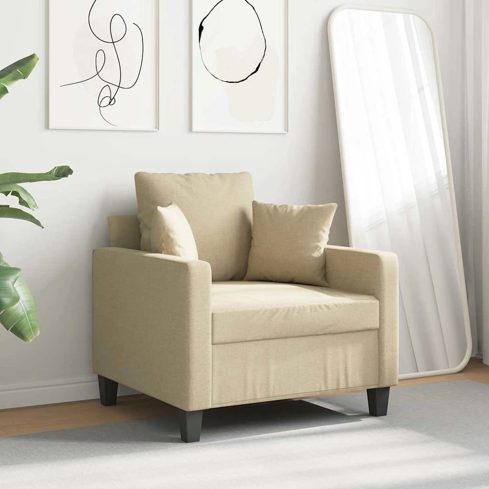 Sofa Krėslas, kreminės spalvos, 60cm, audinys
