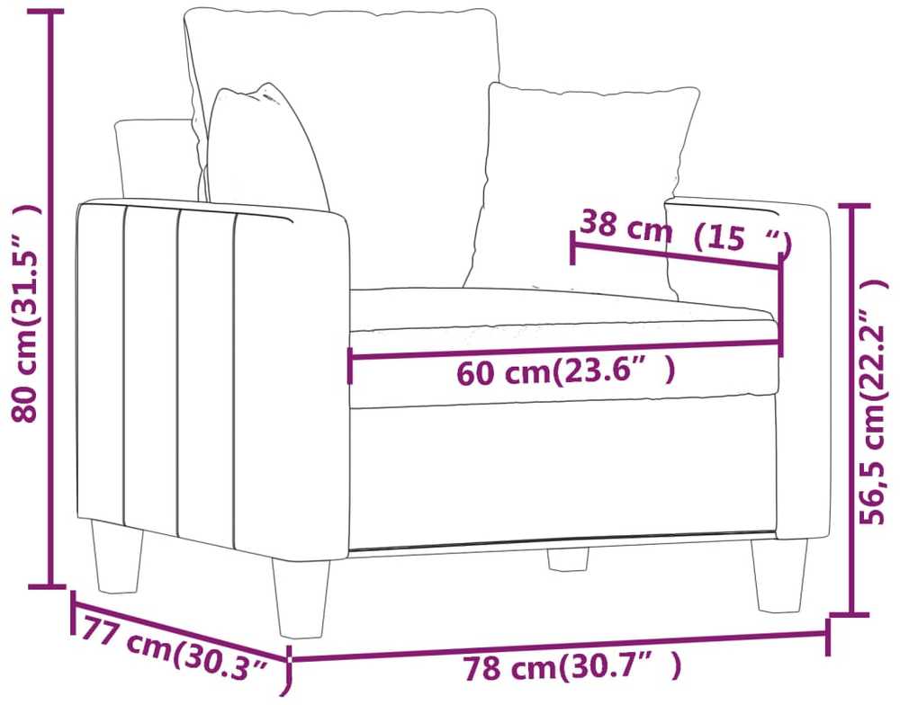 Sofa Krėslas, kreminės spalvos, 60cm, audinys