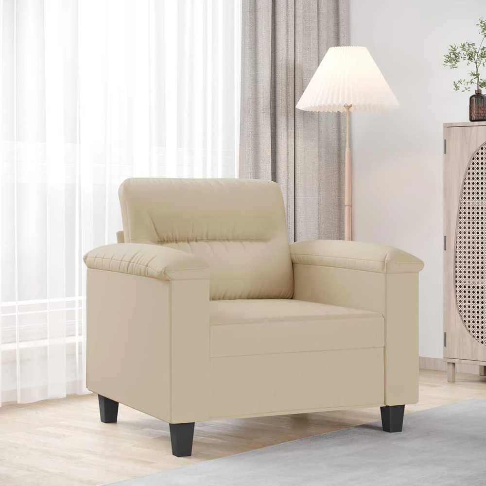 Sofa Krėslas, kreminės spalvos, 60cm, mikropluošto audinys