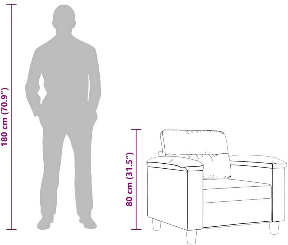 Sofa Krėslas, kreminės spalvos, 60cm, mikropluošto audinys
