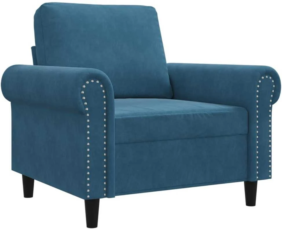 Sofa Krėslas, mėlynos spalvos, 60cm, aksomas