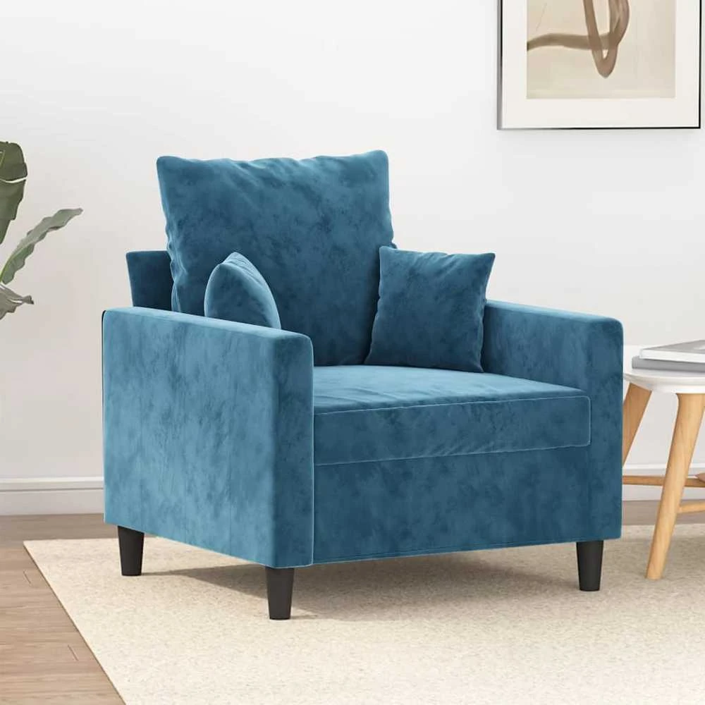 Sofa Krėslas, mėlynos spalvos, 60cm, aksomas