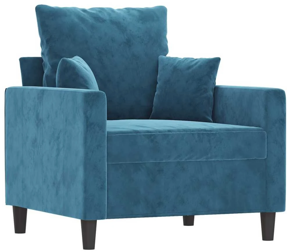 Sofa Krėslas, mėlynos spalvos, 60cm, aksomas