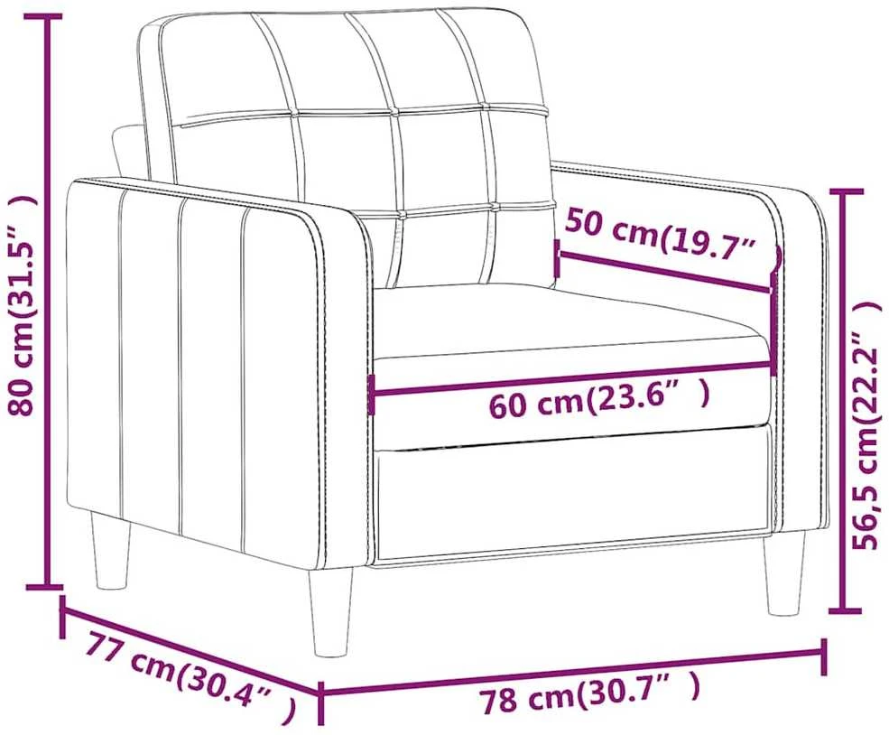 Sofa Krėslas, pilkos spalvos, 60cm, dirbtinė oda