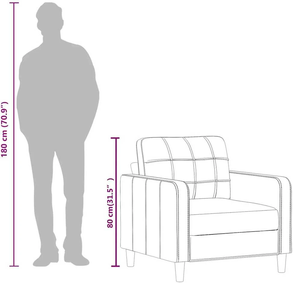 Sofa Krėslas, pilkos spalvos, 60cm, dirbtinė oda