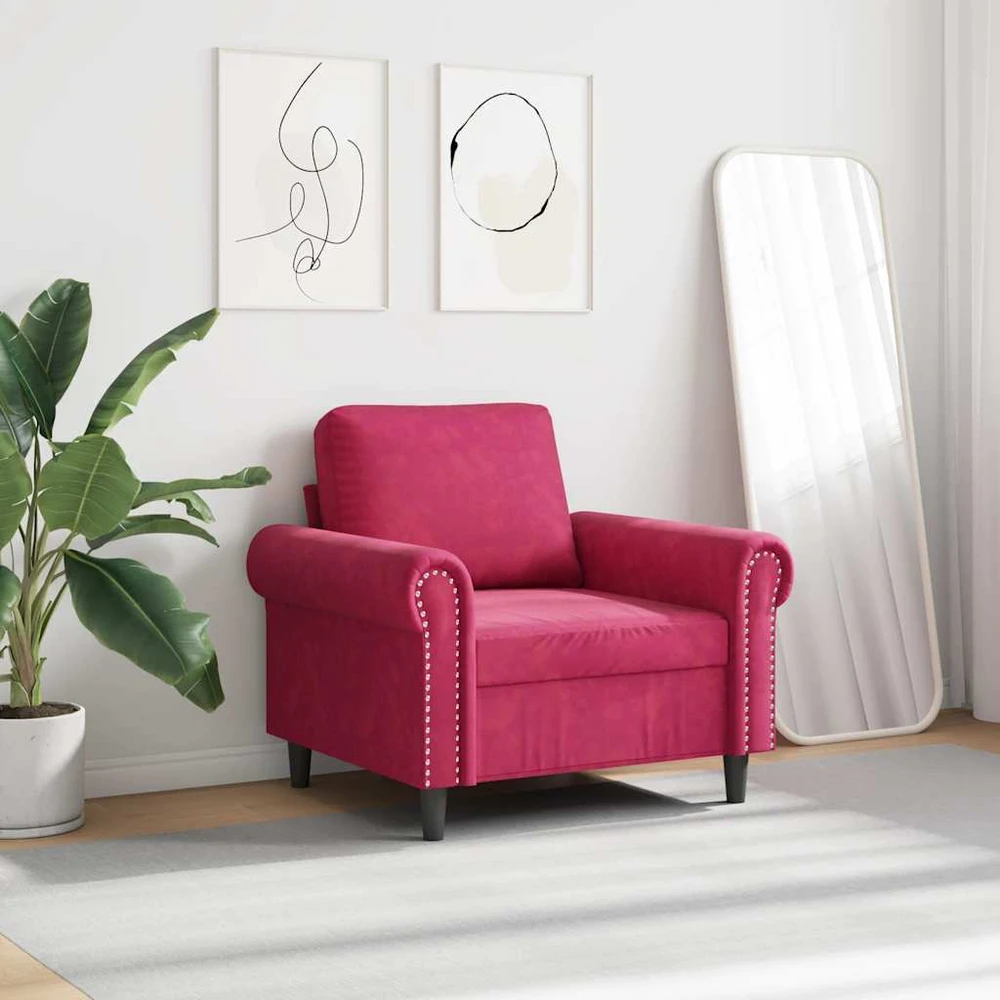 Sofa Krėslas, raudonojo vyno spalvos, 60cm, aksomas