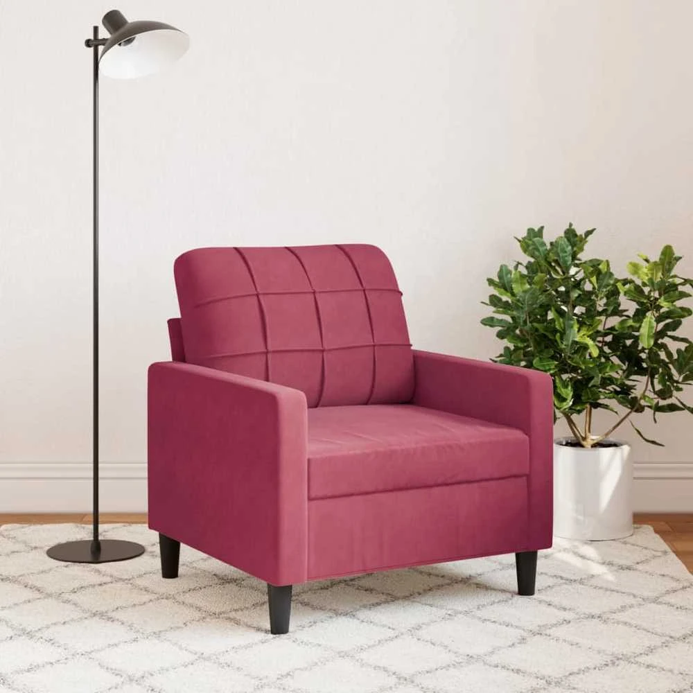 Sofa Krėslas, raudonojo vyno spalvos, 60cm, aksomas