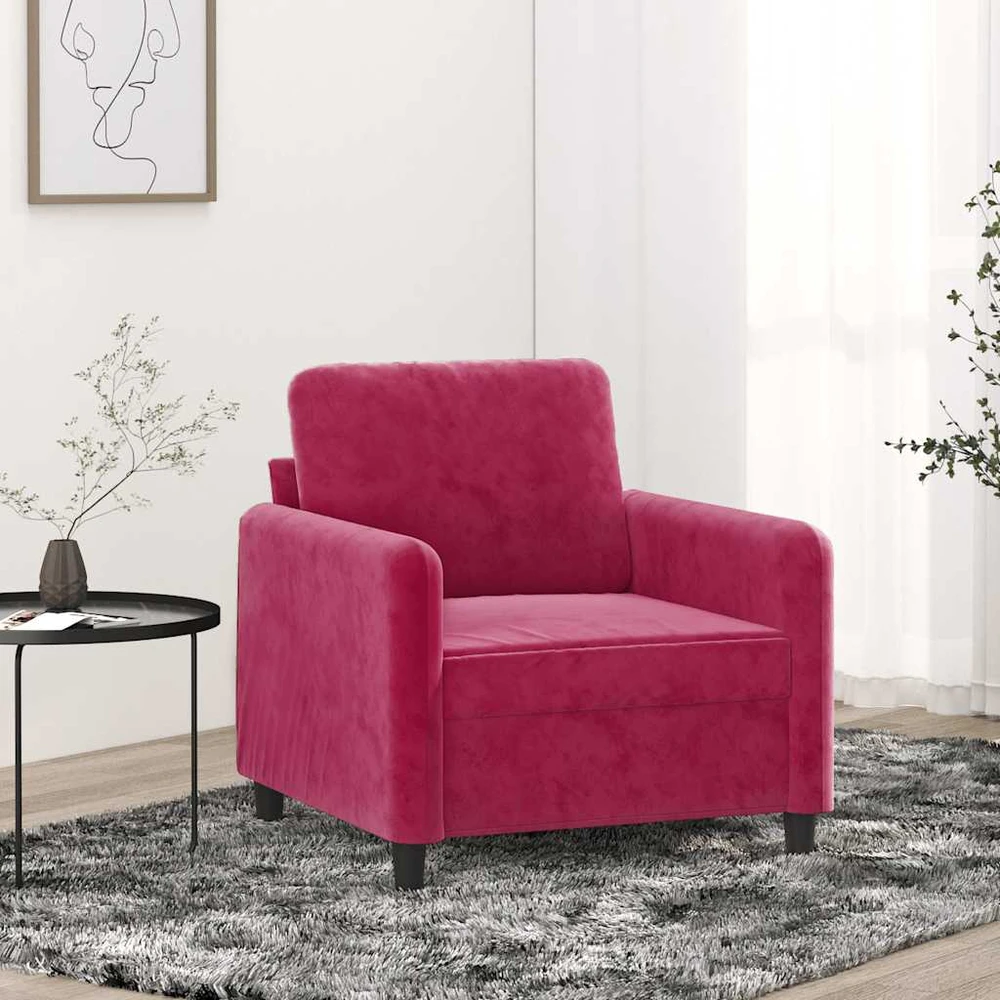 Fotelis Krėslas, raudonojo vyno spalvos, 60cm, aksomas