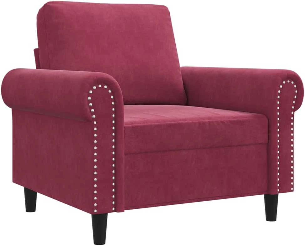 Sofa Krėslas, raudonojo vyno spalvos, 60cm, aksomas