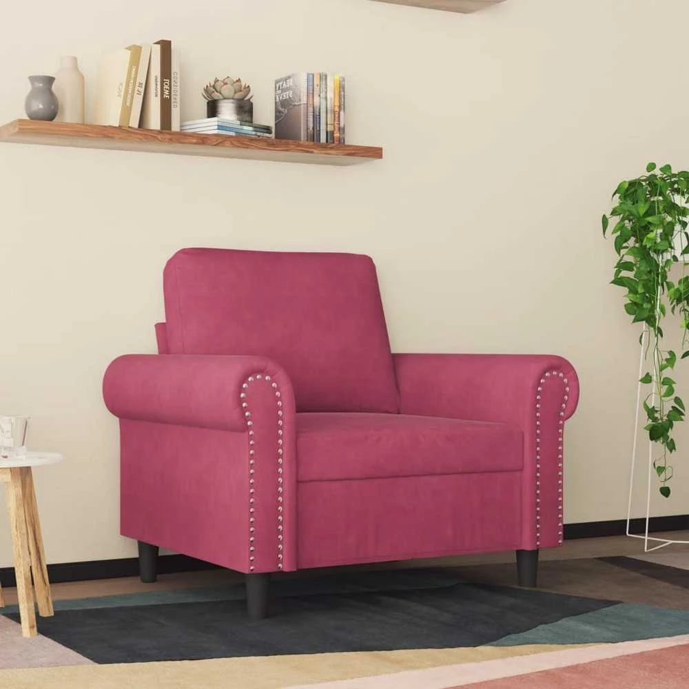 Sofa Krėslas, raudonojo vyno spalvos, 60cm, aksomas