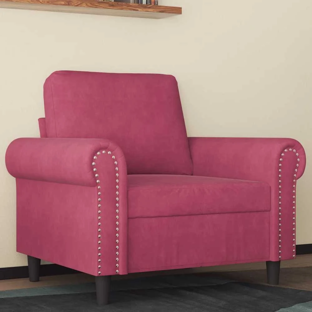 Sofa Krėslas, raudonojo vyno spalvos, 60cm, aksomas