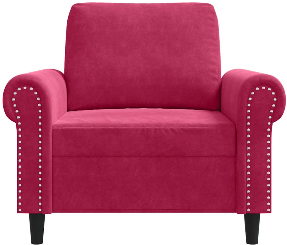 Sofa Krėslas, raudonojo vyno spalvos, 60cm, aksomas