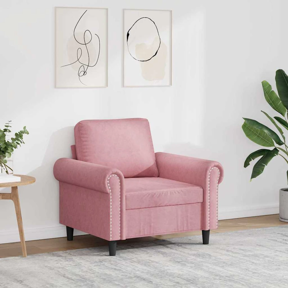 Sofa Krėslas, rožinės spalvos, 60cm, aksomas