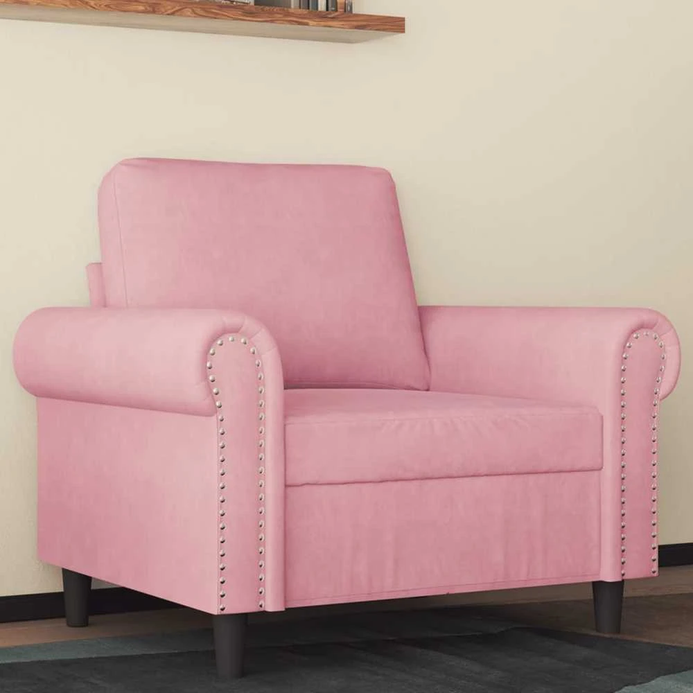 Sofa Krėslas, rožinės spalvos, 60cm, aksomas