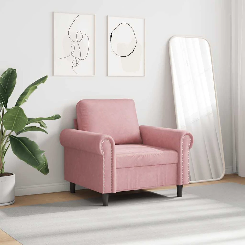 Sofa Krėslas, rožinės spalvos, 60cm, aksomas