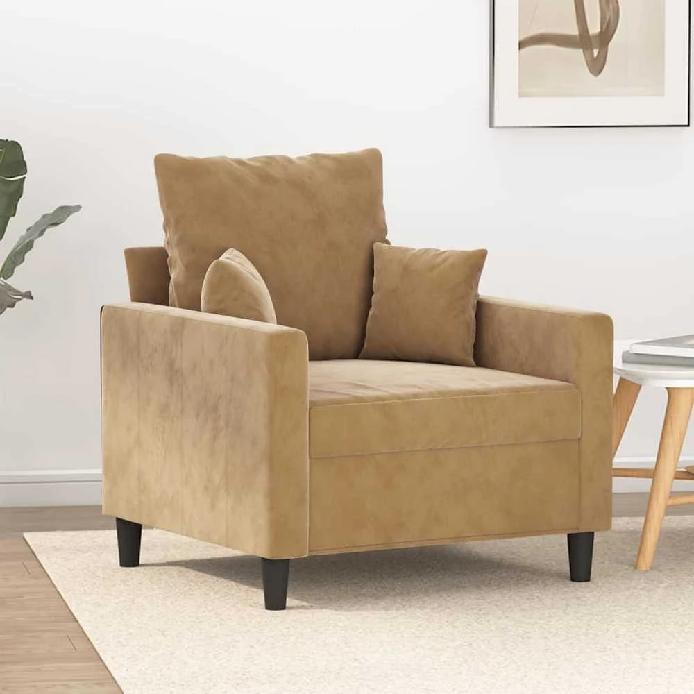 Sofa Krėslas, rudos spalvos, 60cm, aksomas