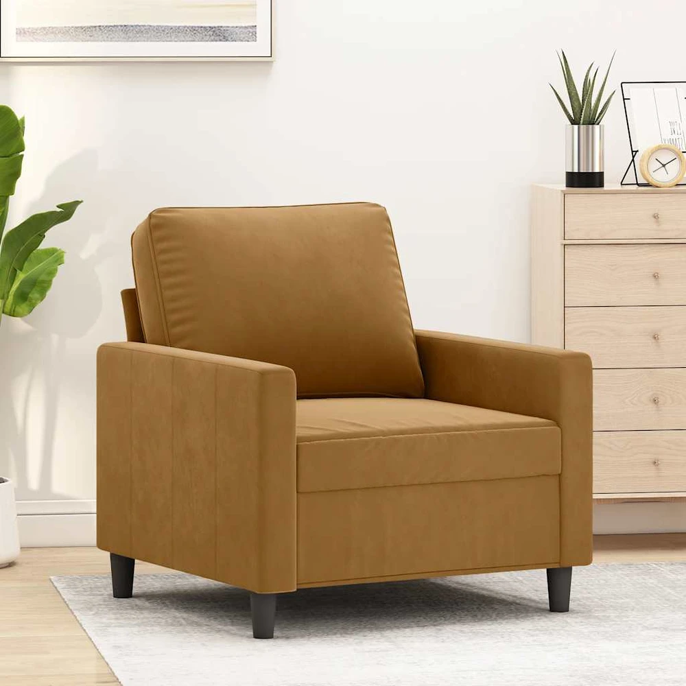 Sofa Krėslas, rudos spalvos, 60cm, aksomas